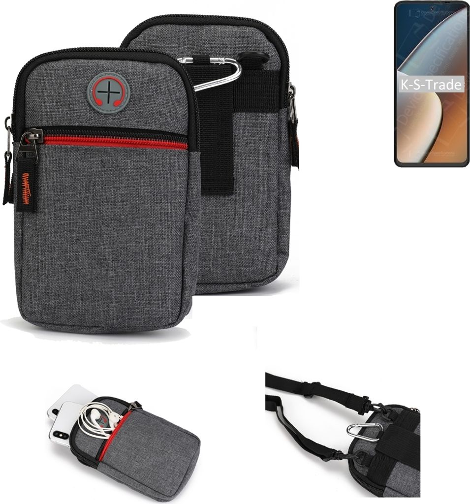 K-S-Trade Holster Gürteltasche kompatibel mit HiSense Infinity H60 Zoom Handy Tasche Schutz Hülle grau Zusatzfächer 1x