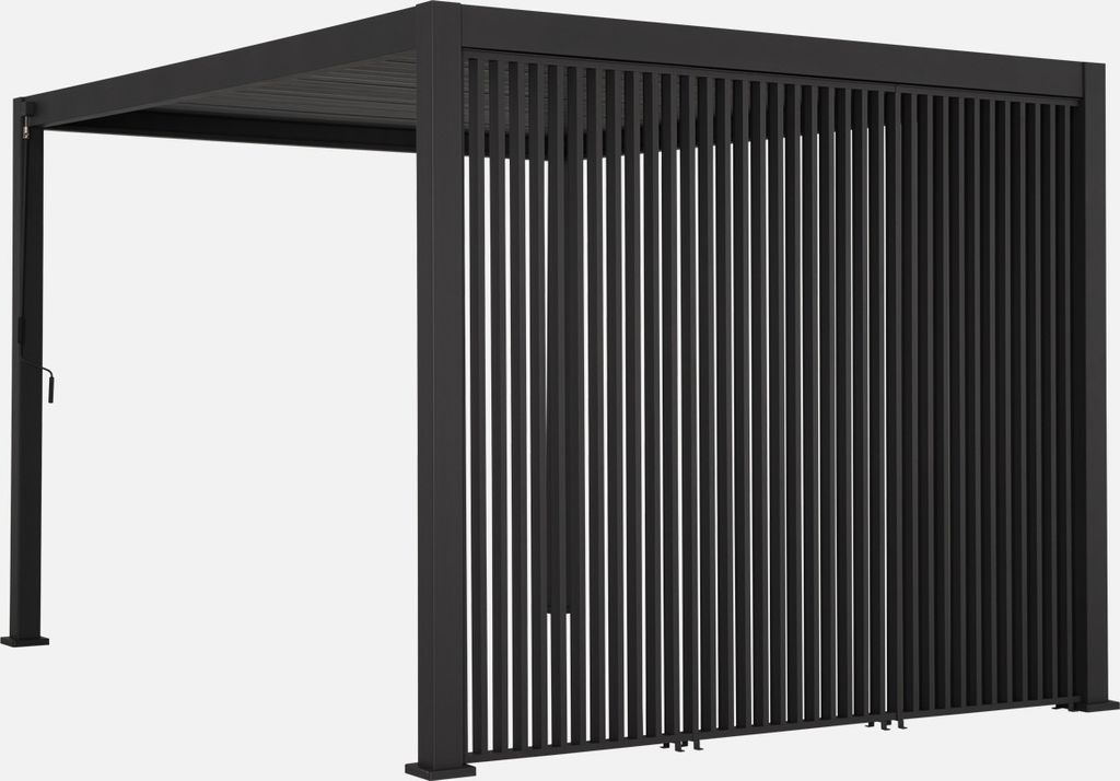 sweeek - Pergola mit Lamellendach Triomphe 3x4m mit 3 vertikalen Lamellenwänden 100cm - Anthrazit
