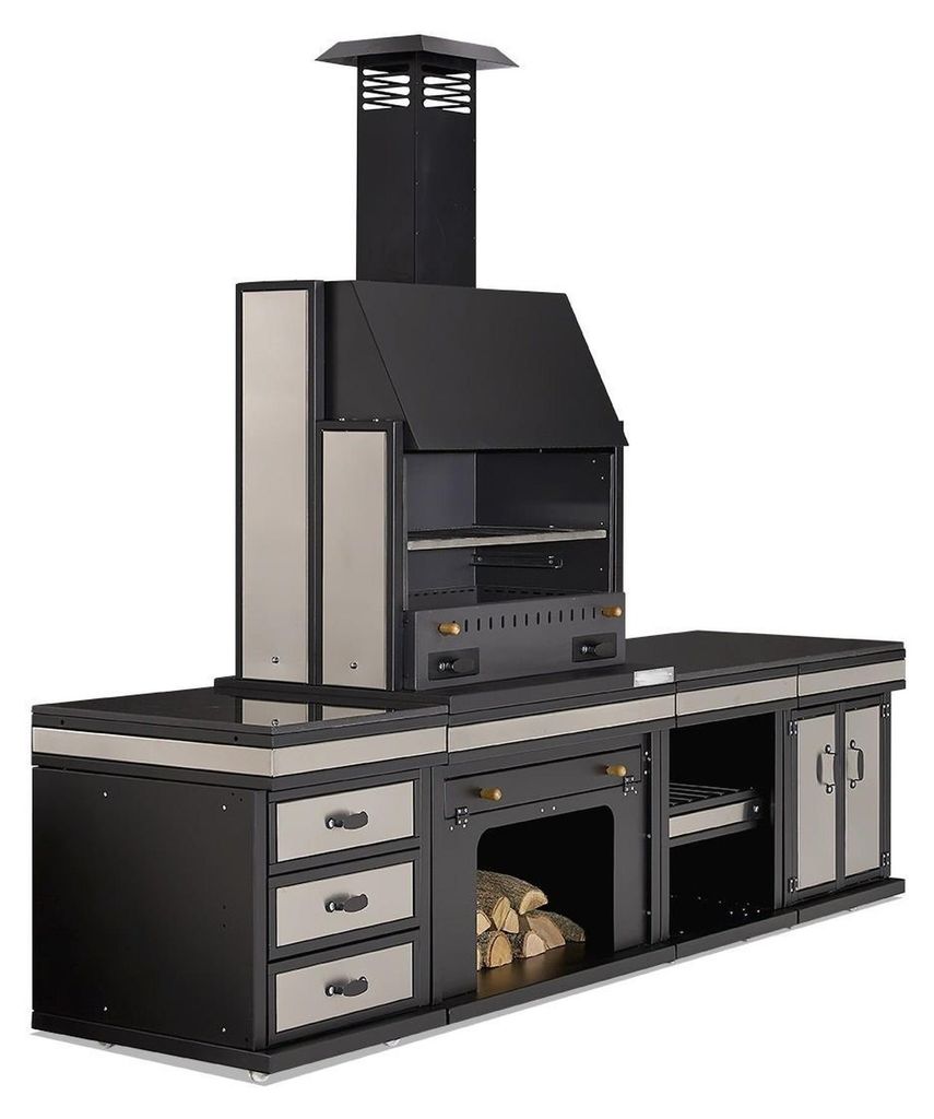 Außenküche aus Edelstahl in Schwarz modern