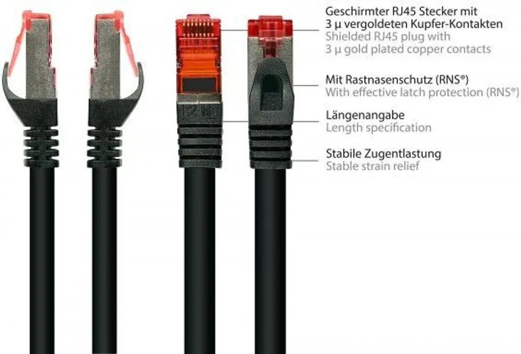 Patch Cable Cat.6 S/FTP 0.5m Nero - Good Connections 8060-005S