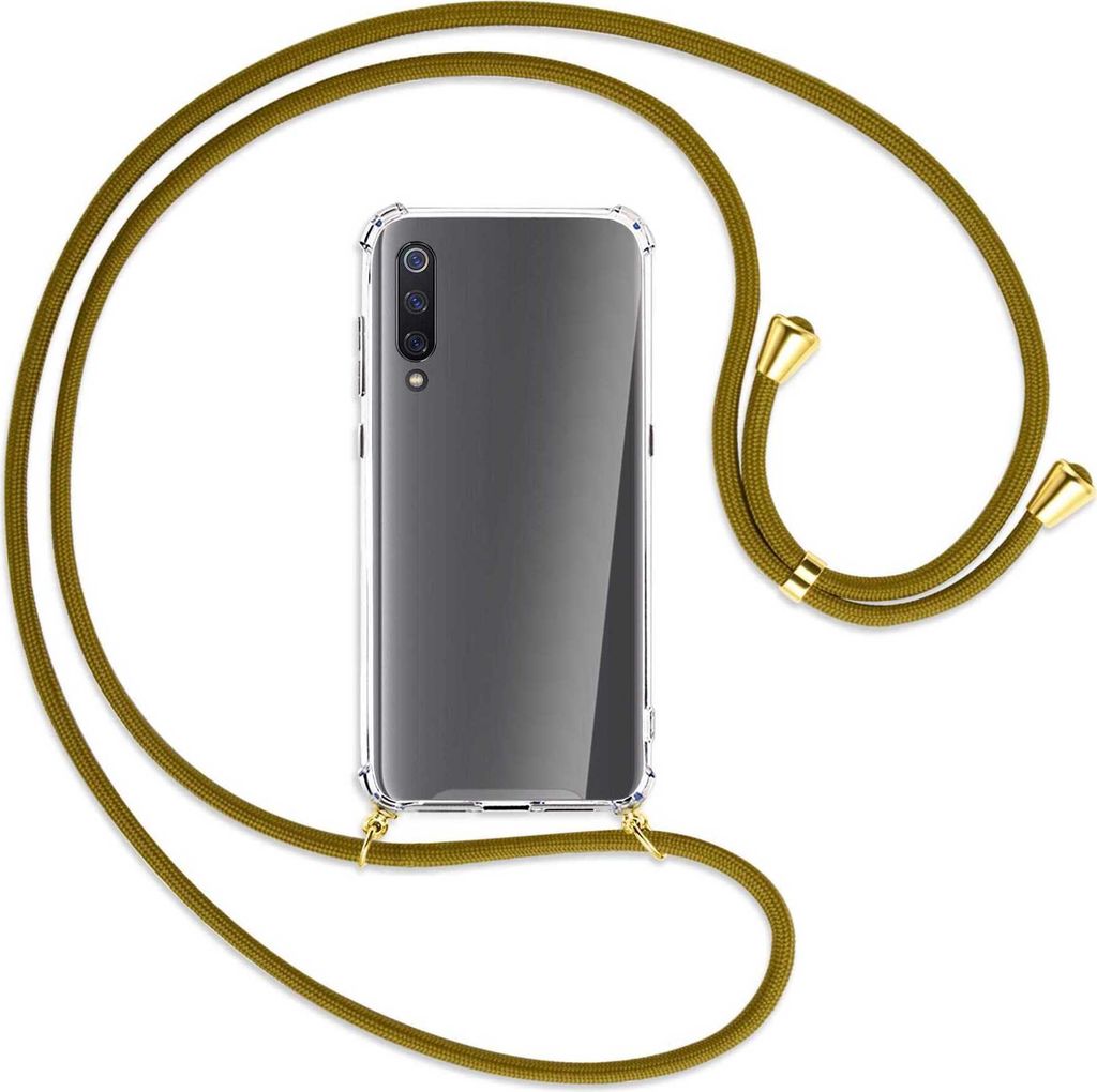 Handykette Backcover-Schutzhülle mit Band (Metall goldfarben) für Xiaomi Mi 9 / Mi 9 Explorer - khaki