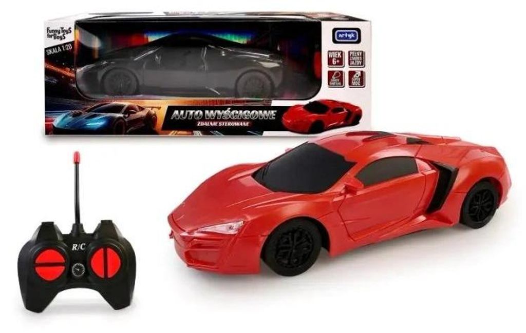 Auto wyścigowe R/C ARTYK - model 1:20 z pełnym zakresem jazdy i światłami LED