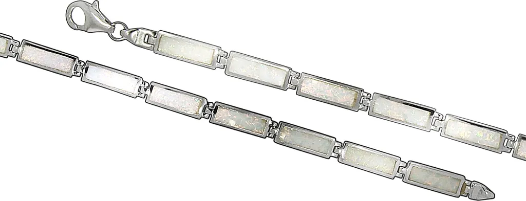 Bracelet anti-ternissement en argent 925 rhodié avec opale de 20+1 cm