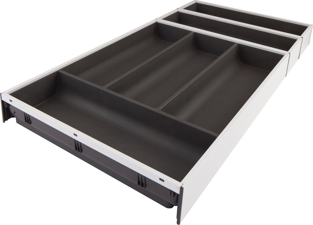 Blum Ambia-Line Besteckkasten 624x300x50, Stahl seidenweiß oriongrau matt
