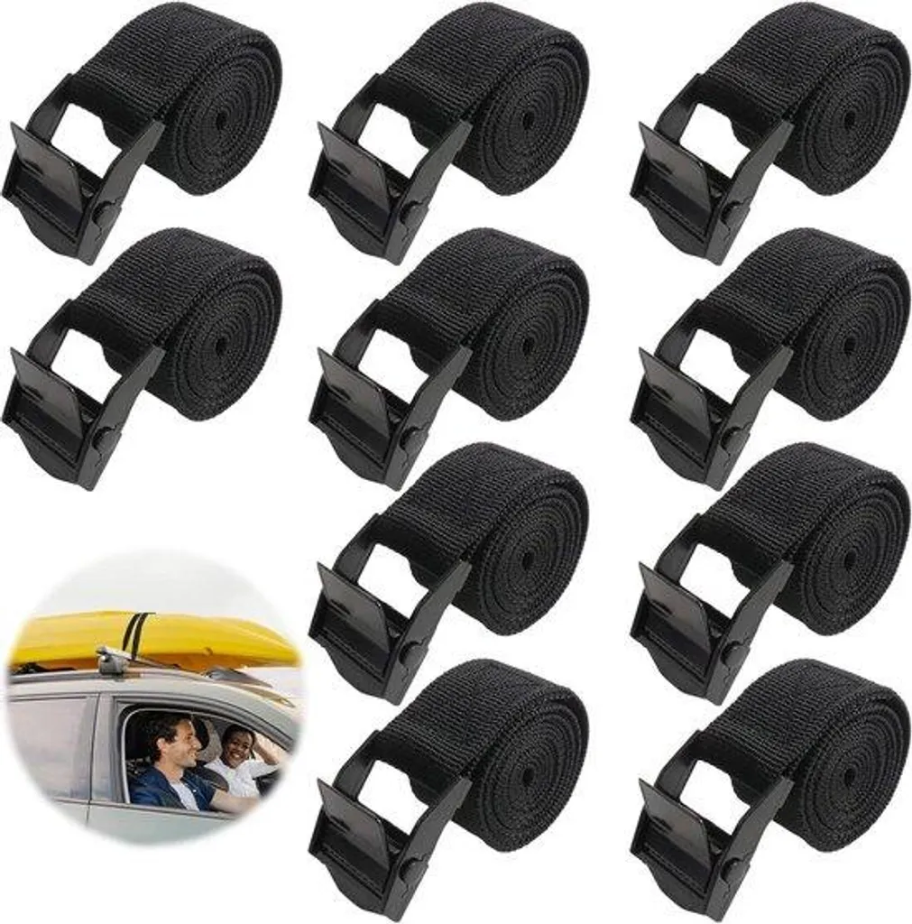 Sangles de serrage réglables 1m en nylon noir - 10 attaches haute qualité - 4
