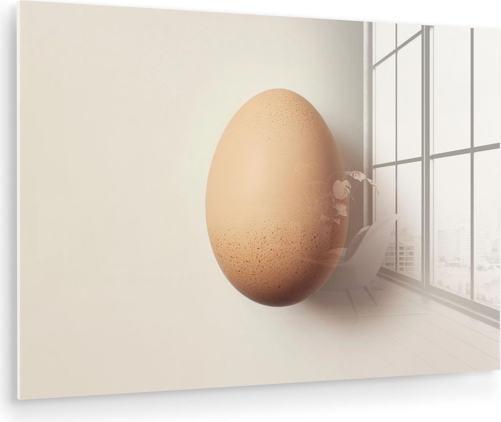 MuchoWow Glasbilder - Bilder auf Wandbild - Foto auf Glas Ei - Beige - Oval - Oval 120x80 cm Wanddekoration aus Glas - Acrylglasbild - Acrylbilder ...