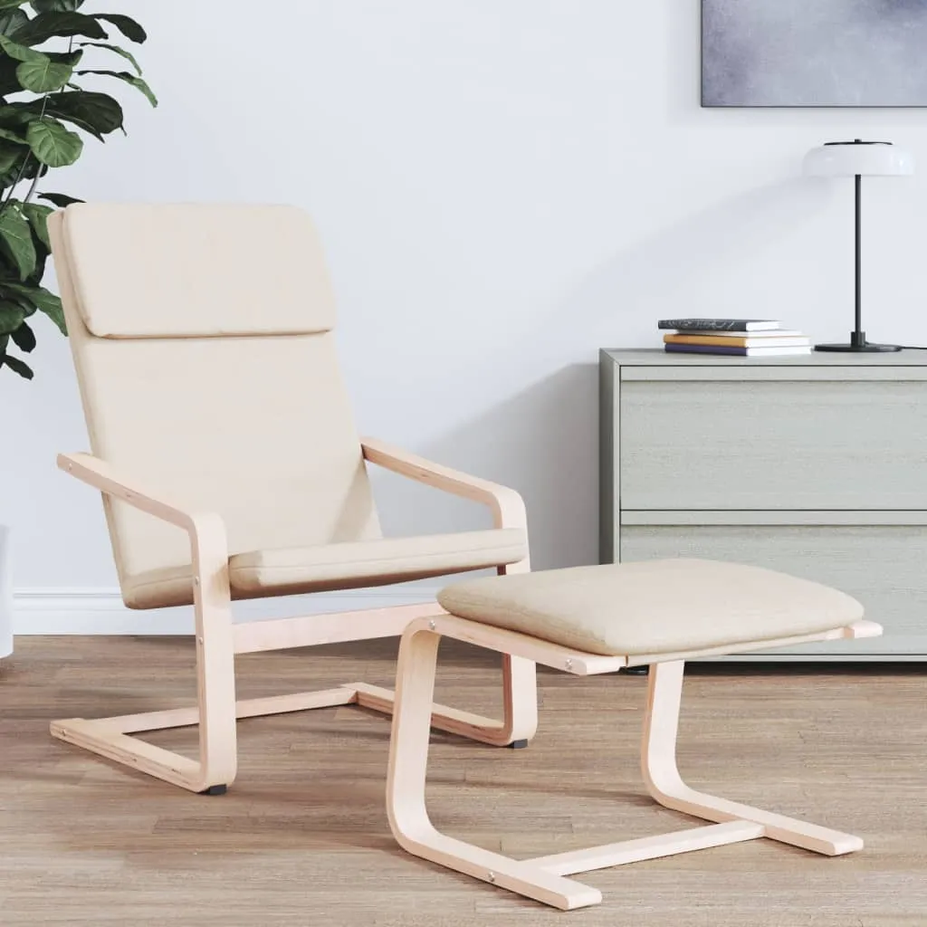 vidaXL Sgabello crema 51x41x40 cm in tessuto - Sgabello imbottito - 4