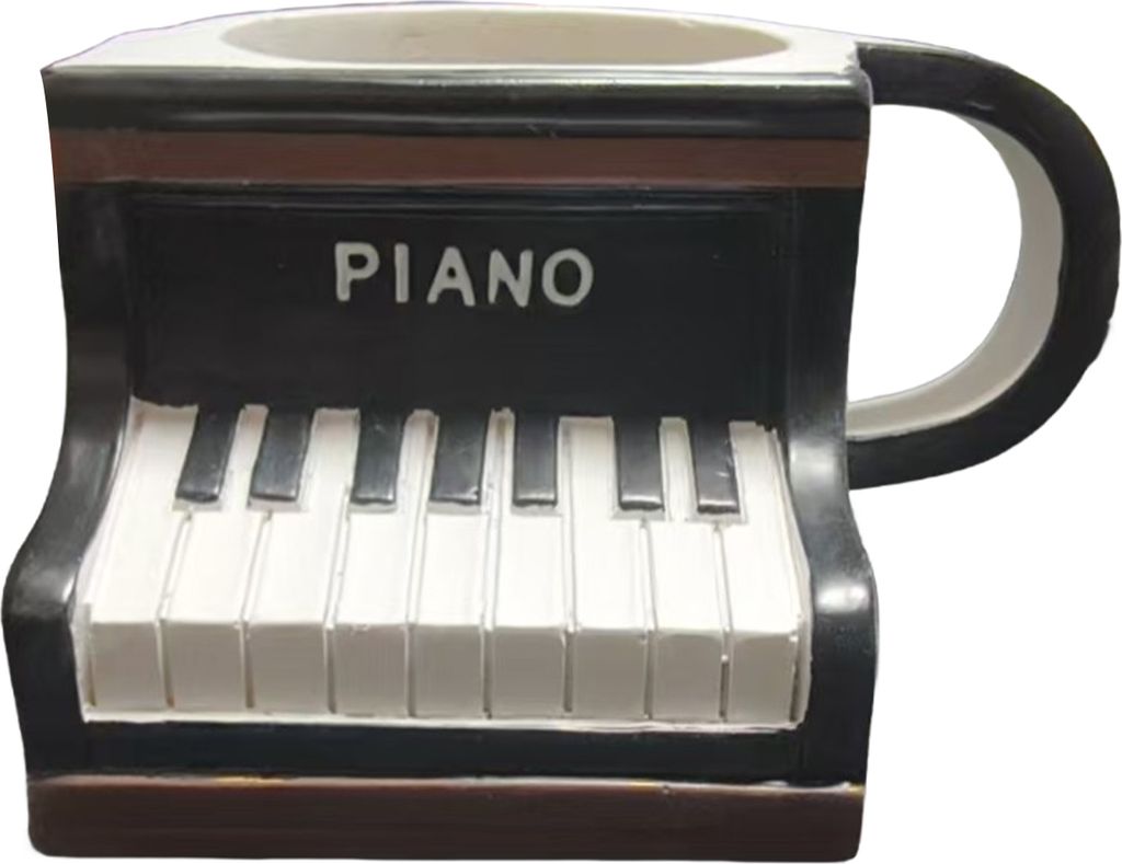 Kaffeetasse mit Musikinstrumenten-Motiv: Gitarre, Klavier, Violine, Schlagzeug, Saxophon, E-Gitarre – Harzbecher, originelles Musikgeschenk für ...