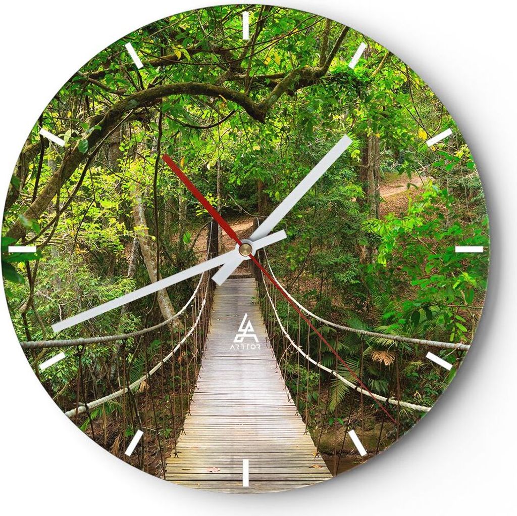 Wanduhr - Rund - Glasuhr - Fußgängerbrücke Wald Abenteuer - Produktbild 