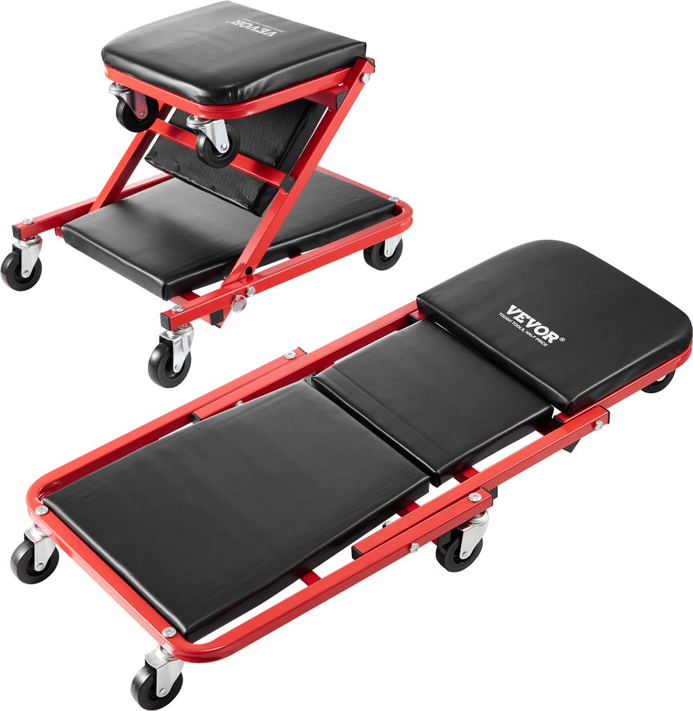 VEVOR Montagerollbrett Werkstatt-Liegewagen, 914 mm, 136 kg Tragkraft Rollbrett für Mechaniker, klappbare Liege für Kraftfahrzeuge mit 6 Lenkroll...