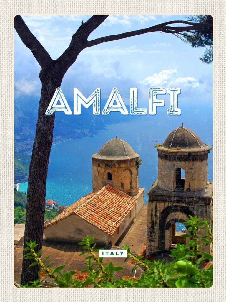 vianmo Holzschild 40x30 cm Amalfi ItalyTouristik Bildmotiv Reisemotiv Europa