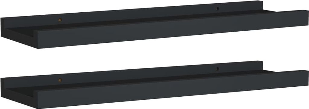 Bilderleisten 2 Stk. Schwarz 40x9x3 cm MDF