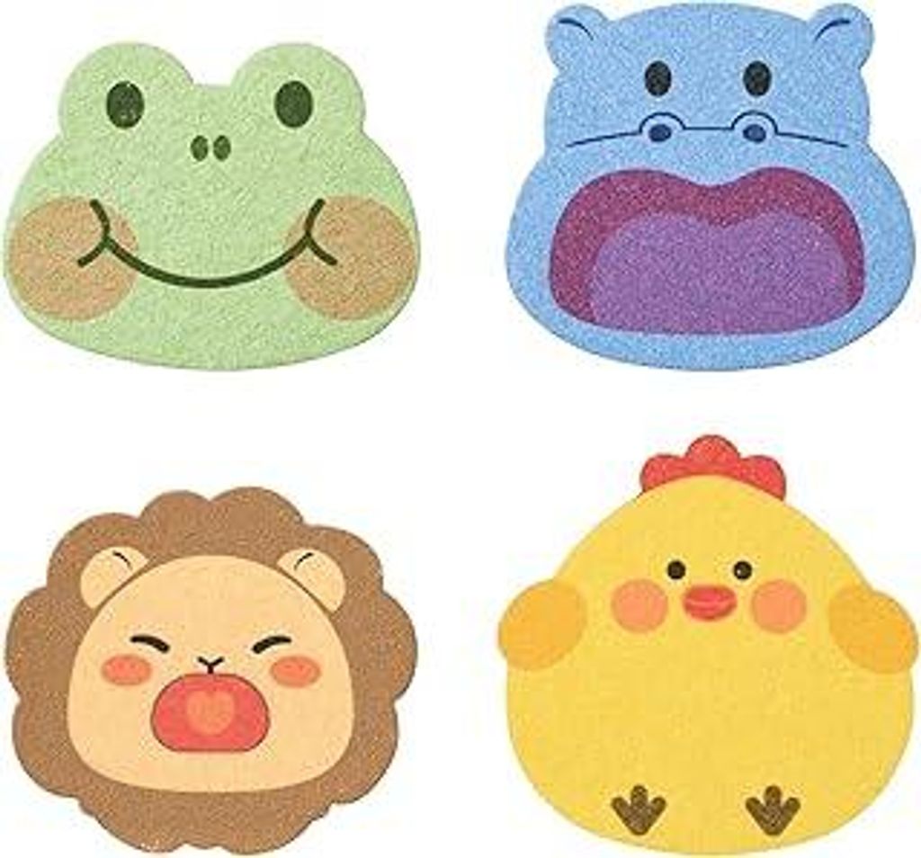 4 Stück Baby-Badeschwämme Badeschwamm Süß, Duschschwamm Kinder Baby Bath Sponge, Natürlich & Sicher Körperschwamm, Reichhaltiger Schaum für ...