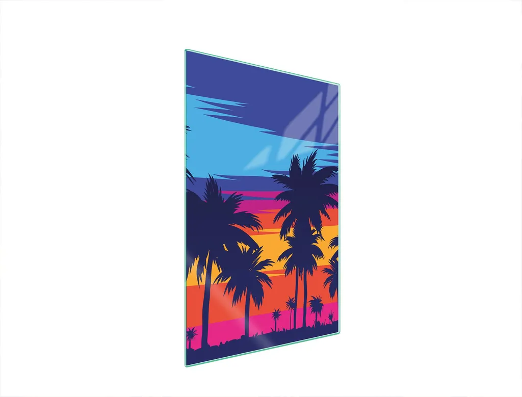 Tagliere in vetro decorato Palme 35x52 - Vassoio per aperitivi