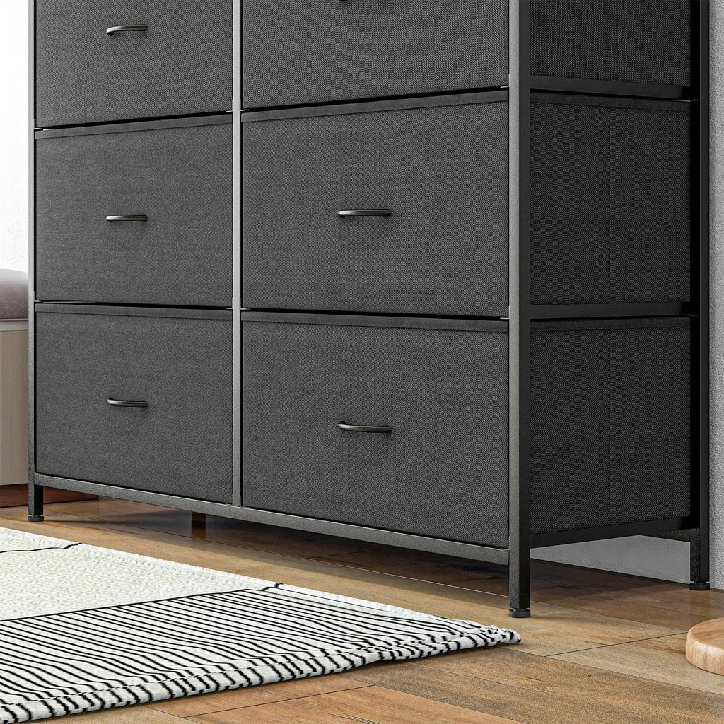 AZL1 Life Concept Cassettiera verticale con scaffali, 4 cassetti, portaoggetti, bidoni in tessuto, versatile per camera da letto, soggiorno, corridoio, maniglie in legno (grigio chiaro