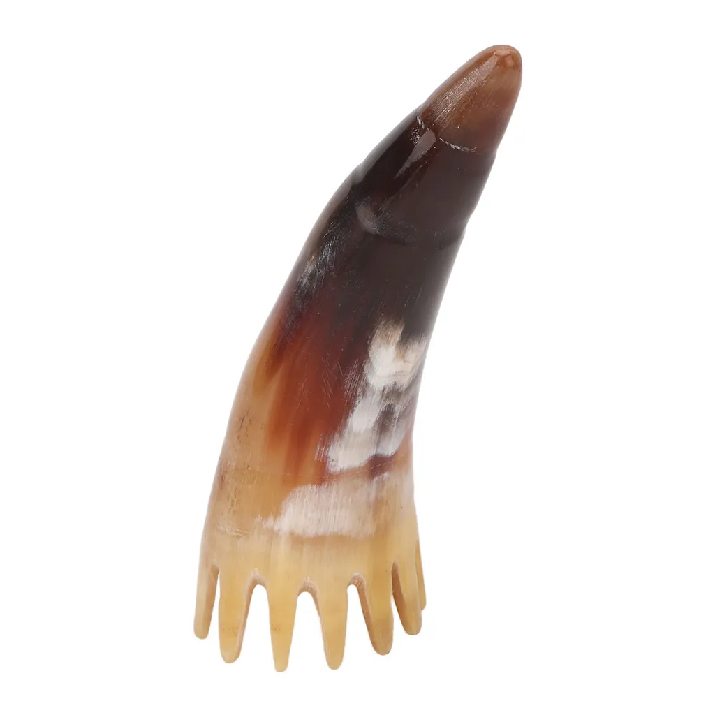 Pettine Da Massaggio In Corno Di Bue Naturale EXCEART, Fatto A Mano, Antistatico. Denti Fini E Fitti, Manico Ergonomico. Per Donna E Uomo, Ideale Per Viaggio.