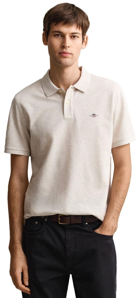 Gant Polo beige meliert kurze Ärmel