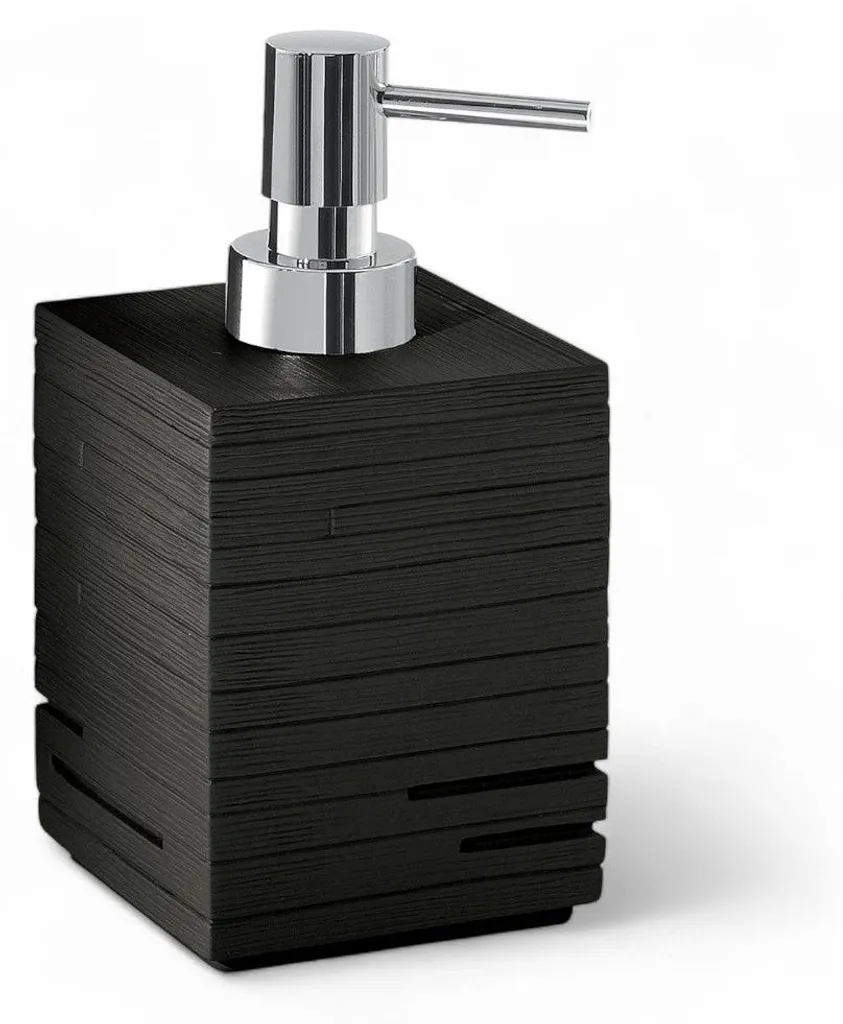 Distributeur de savon liquide noir résine 8x8 cm Gamme Dark pour salle de bain