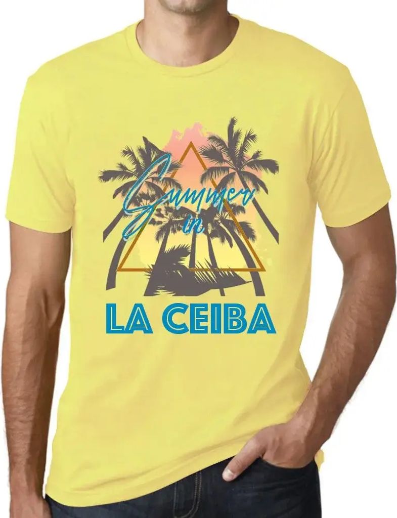 Herren Grafik T-Shirt Palmen Sonnenschein Sommer in La Ceiba – Palm, Sunshine, Summer In La Ceiba – Öko-Verantwortlich Vintage Jahrgang Kurzarm
