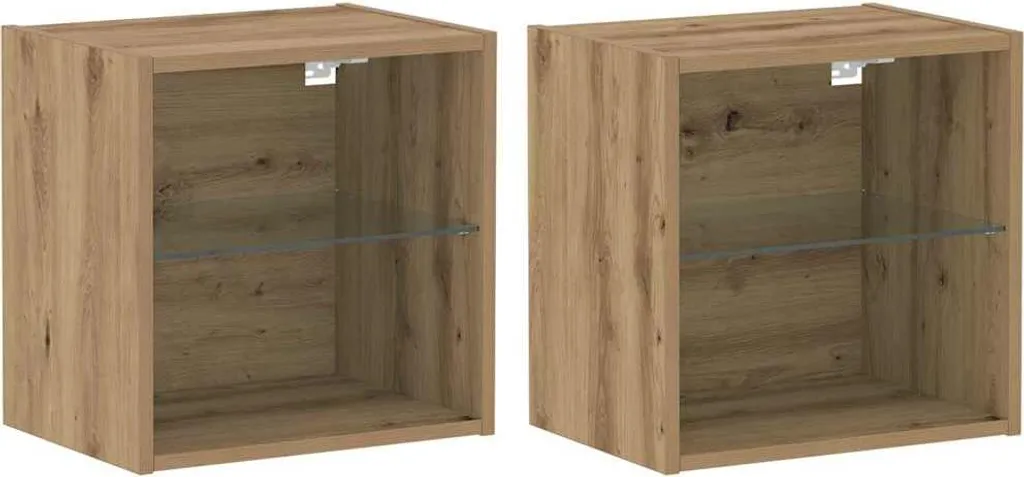 Set 2 Scaffali Galleggianti vidaXL LED Marrone 40x28,5x40 cm - Offerta