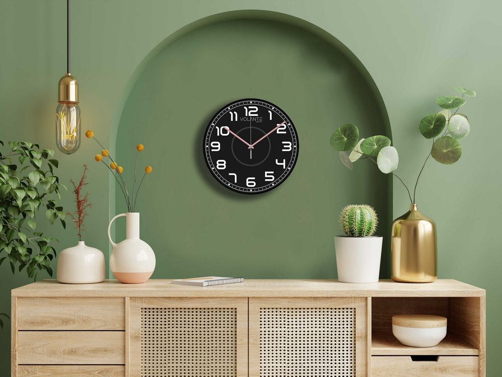 Opviq, 261212 - Syh9Pmb, Dekorative Wanduhr, Schwarz, 100 % KUNSTSTOFF, 30 x 30 cm