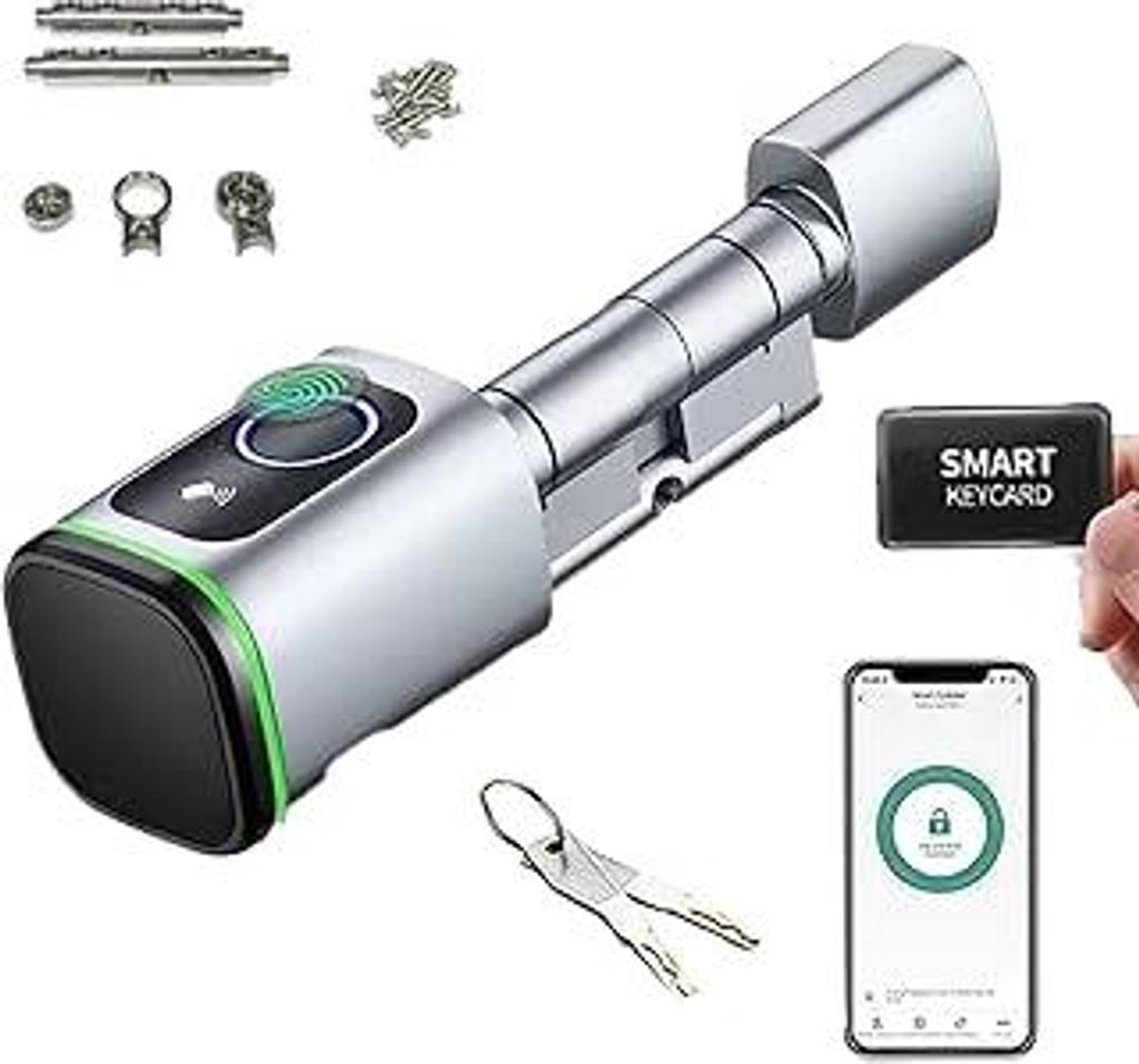 Elektronisches Türschloss,Fingerprint Haustür,Biotech Fingerabdruck-Schließzylinder,IP65,Mit RFID-Karte,Mit Bluetooth,Geeignet Für Türen Von 3...