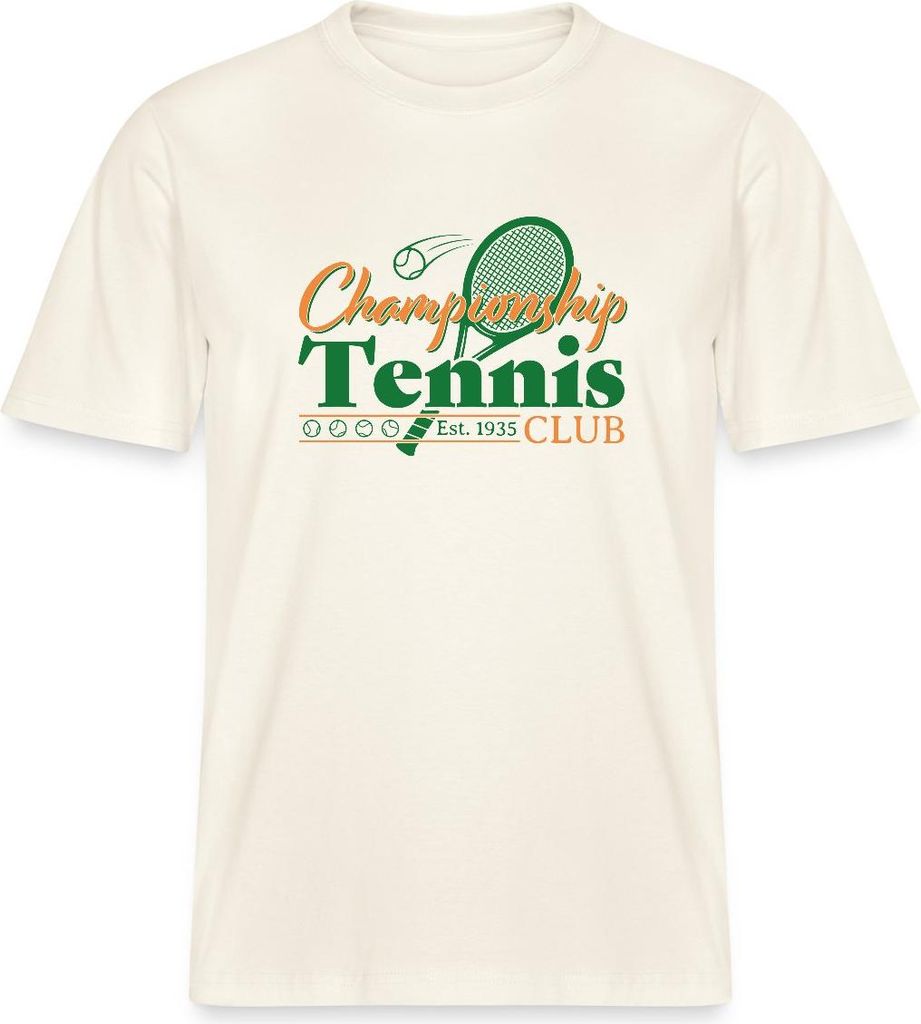 Spreadshirt Championship Tennis Club Retro Print Geschenk Relaxed Fit Uni T-Shirt, L, Naturweiß