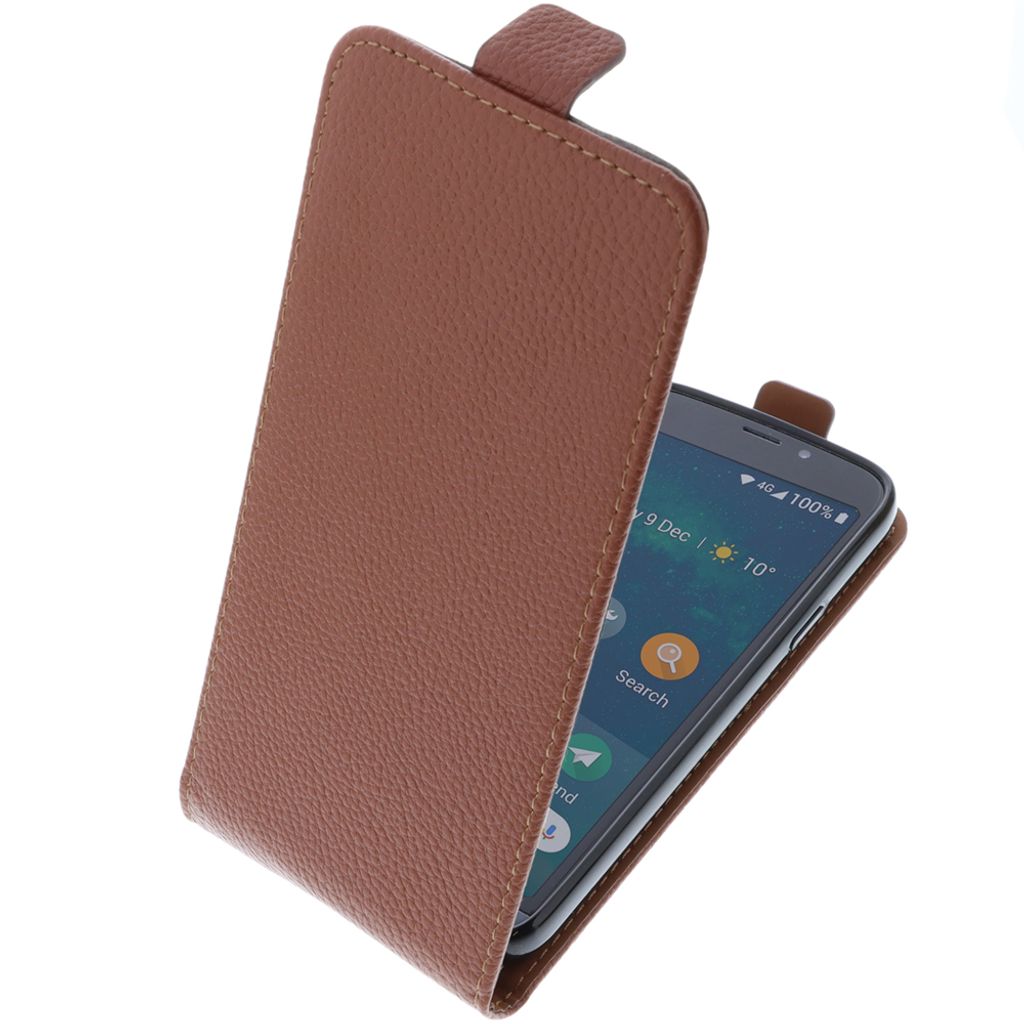 foto-kontor Tasche kompatibel mit Doro 8050 / 8050 PLUS Smartphone Flipstyle Schutz Hülle braun