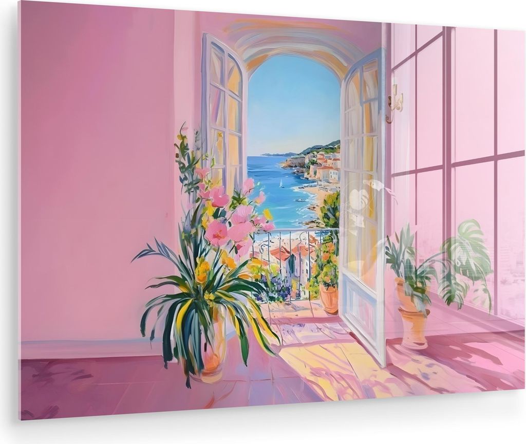 MuchoWow Glasbilder - Bilder auf Wandbild - Foto auf Glas Rosa - Außen - Farbe 90x60 cm Wanddekoration aus Glas - Acrylglasbild - Acrylbilder - Wa...