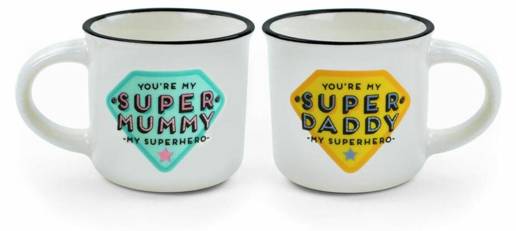 Legami Espresso For Two 2 Coffee Mugs Super Mummy And Super Daddy, 2-tlg., Espressotasse, Tasse, 50 ml, MM0015