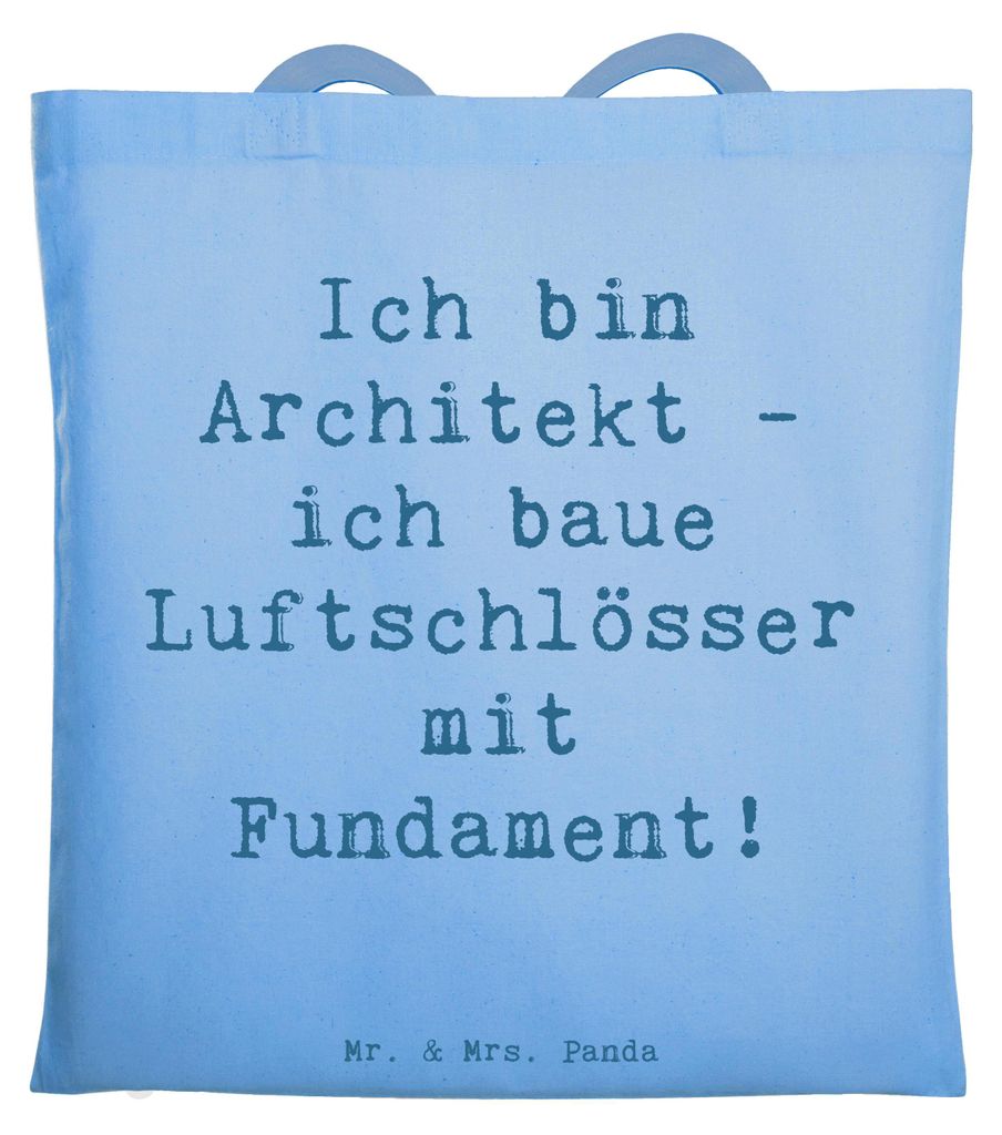 Mr. & Mrs. Panda Tote Bag Spruch Architekt Luftschlösser - Sky Blue - Geschenk, technisch, Einkaufstasche, Bauwerke, Schultasche, Architekturliebe...