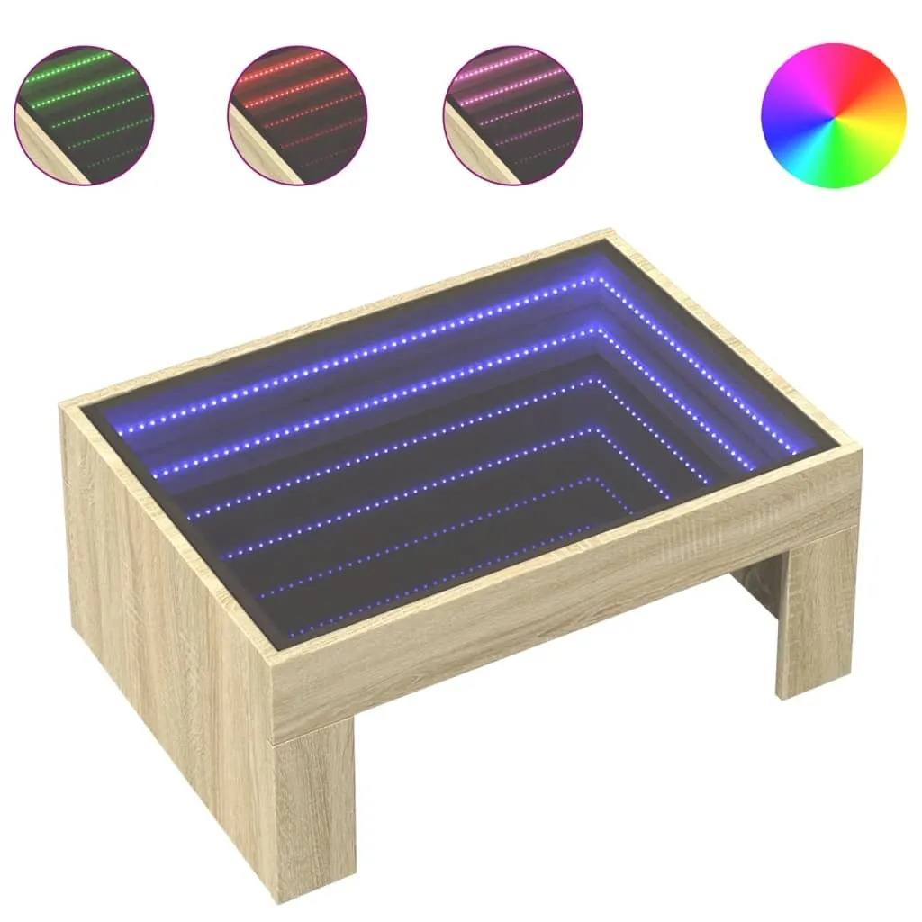 Tavolino Salotto LED 3D Rovere Sonoma vidaXL 70x50x30 cm | Luxury Mood