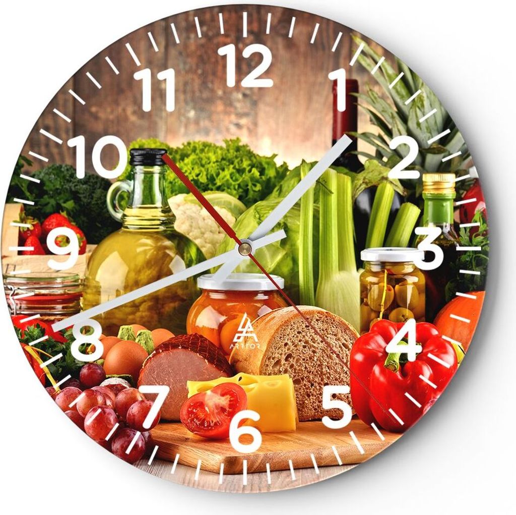 Wanduhr - Rund - Glasuhr - Lebensmittel Gemüse Brokkoli Produktbild 