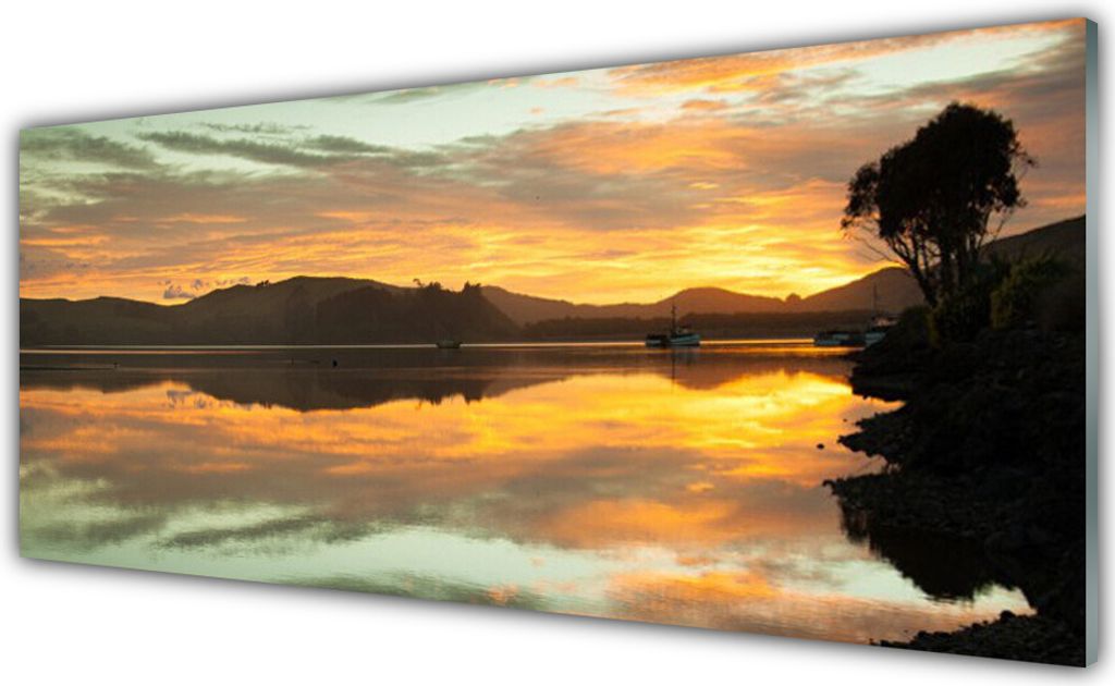 Acrylglasbilder 125x50 Wandbild Druck Wasser Gebirge Landschaft