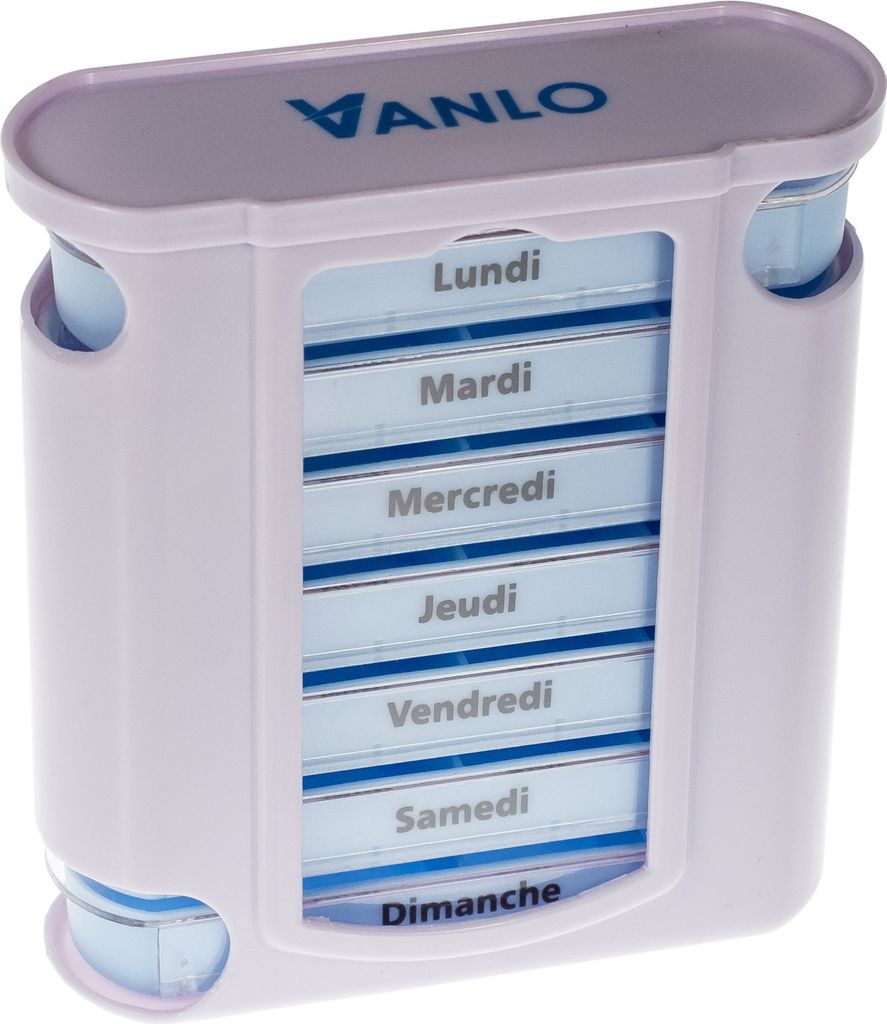 VANLO Tower Pillendose Tablettenbox mit 4 Tageseinteilungen - Französisch