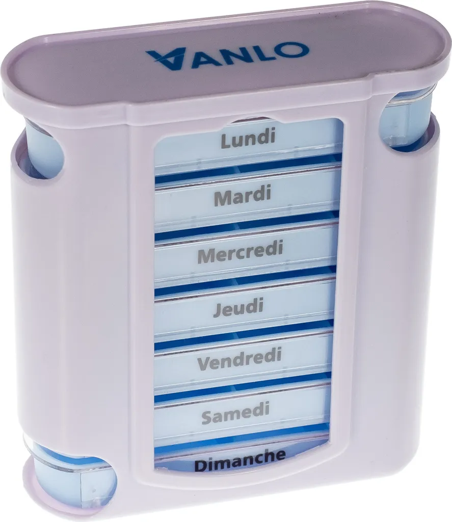 VANLO Portapillole a torre con 4 divisori giornalieri - Francese