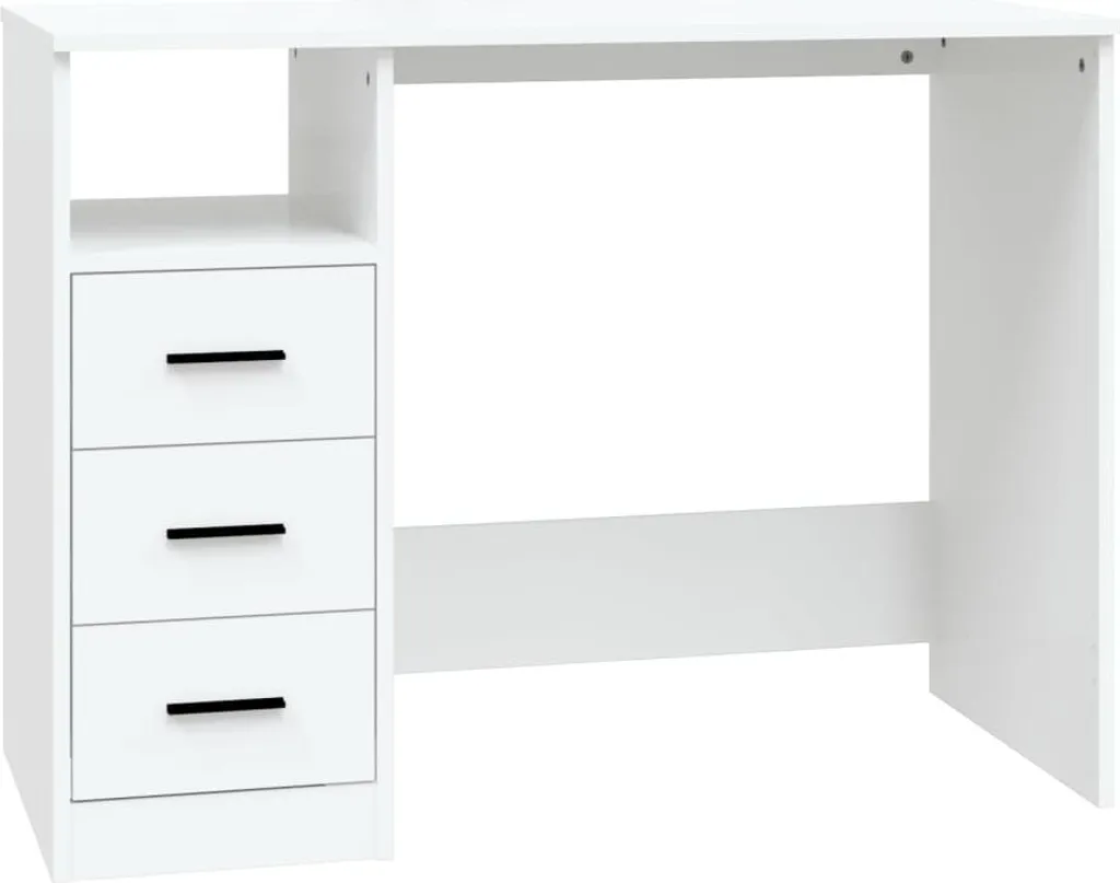 Scrivania Studio 102x50x76 cm con Cassetti Bianca - Design Ergonomico