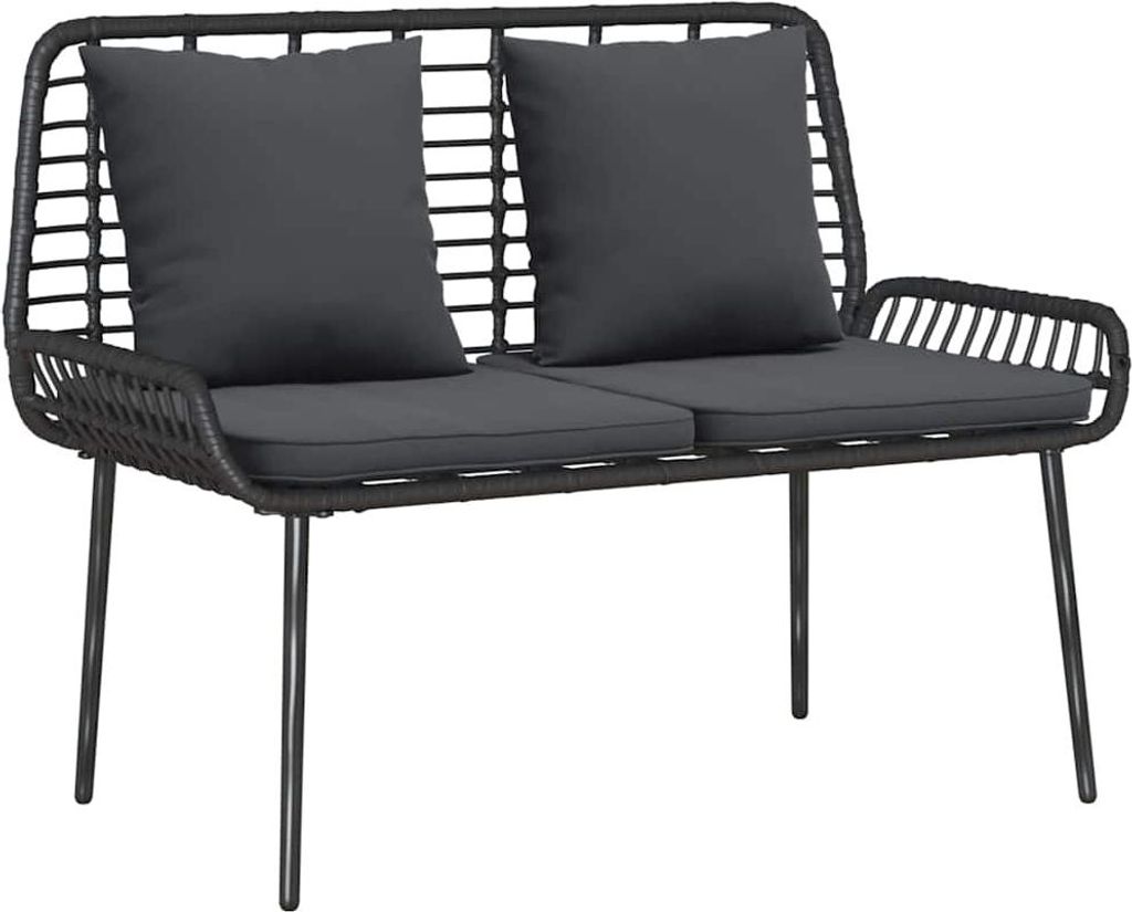 Gartenbank Schwarz und Anthrazit Poly-Rattan