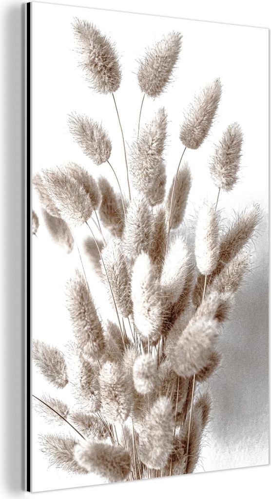 MuchoWow Wanddekoration Metall Metallbild Wandkunst 80x120 cm Pflanzen - Federn - Weiß MuchoWow Aluminium Gemälde - Bilder
