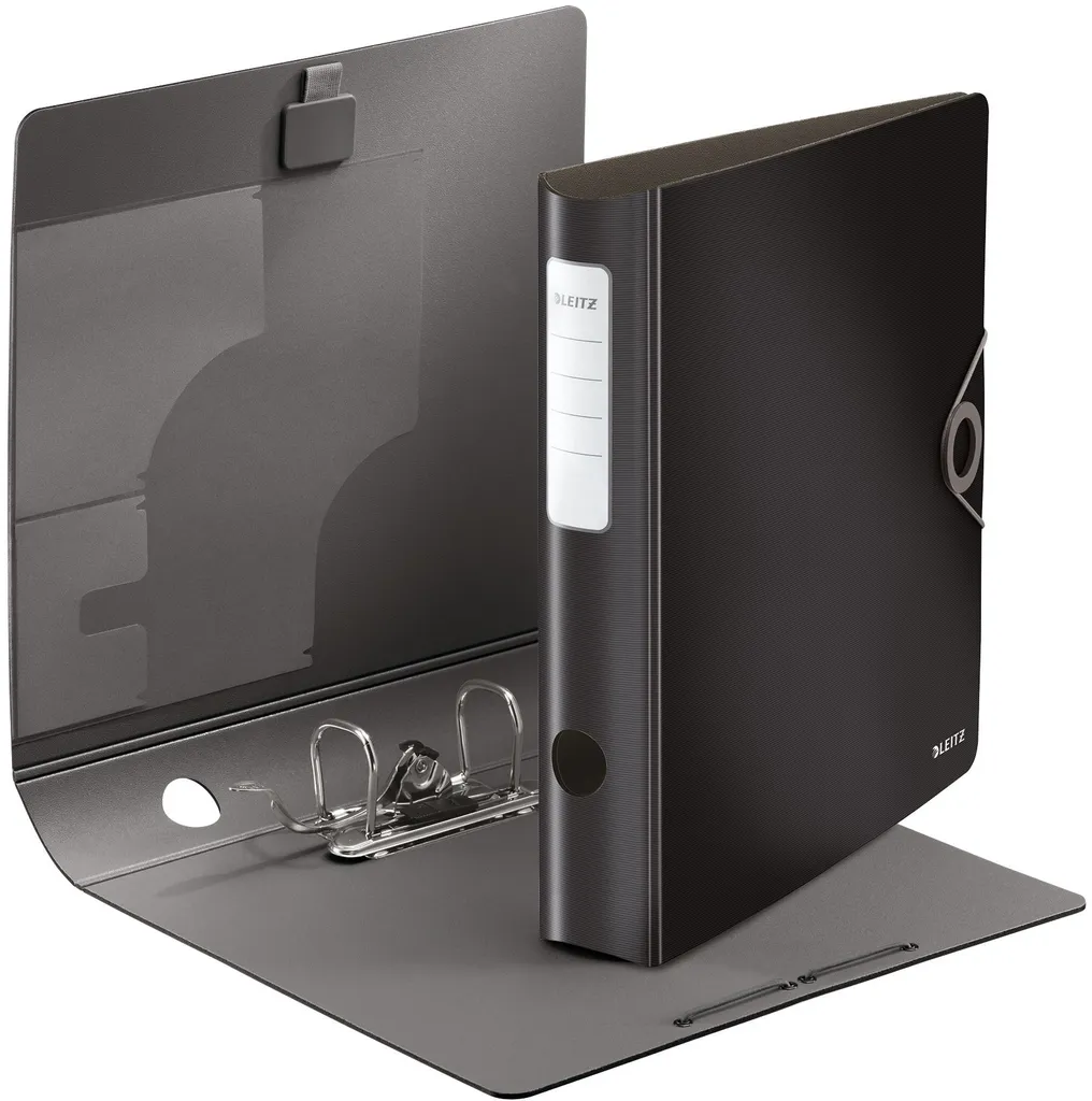 Leitz 1048-10-95 1048 Cartella 180° Active Solid - A4, 6 cm, tasche interne, elasticizzata, nero