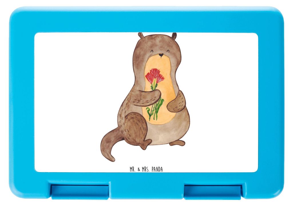 Mr. & Mrs. Panda Bentobox Otter Blumenstrauß - Weiß - Geschenk, Seeotter, Fischotter, Essensbox, Pausendose, See, Niedlich, Bento Box, Süß, Lun...