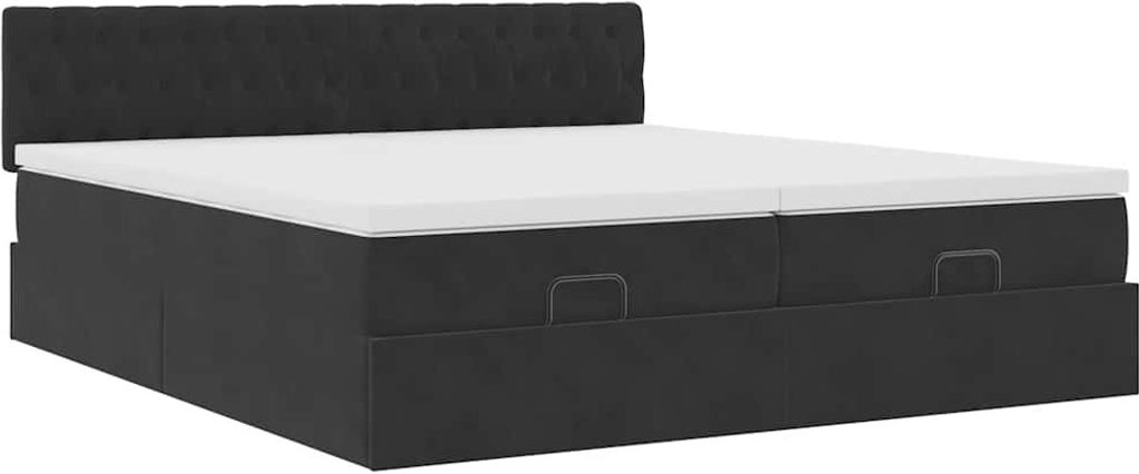 Ottoman-Bett mit Matratzen Schwarz 180x200 cm Samt