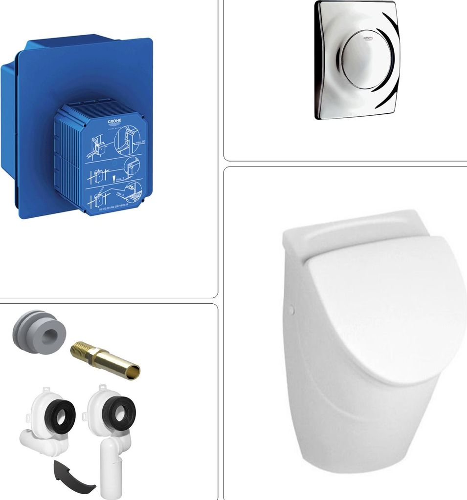 VILLEROY & BOCH O.NOVO Urinal mit GROHE Wandeinbauspüler & Produktbild 