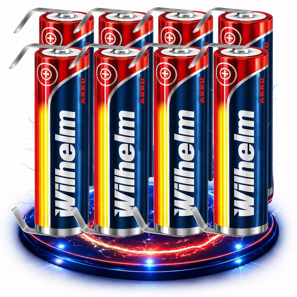 8 x Lithium Ionen Akku Wilhelm 3,7 V LÖTFAHNE U Form 800 Produktbild 