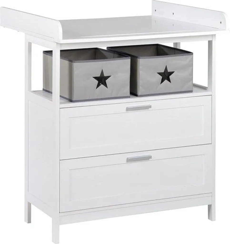 Table à langer modèle LOU 2 plateaux en bois blanc pour bébé