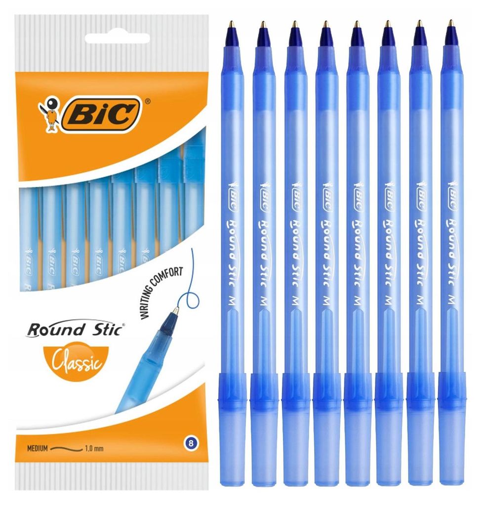 BIC Round Stic Classic Penna a sfera blu, confezione da 8 Immagine del prodotto 