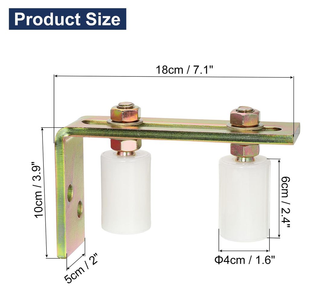 Gate Roller Guide Einstellbar, 2,4" Schiebetor Nylonrolle mit L-Form Halterung, Torrollenfš¹hrung Montage fš¹r Schiebetor Wei?
