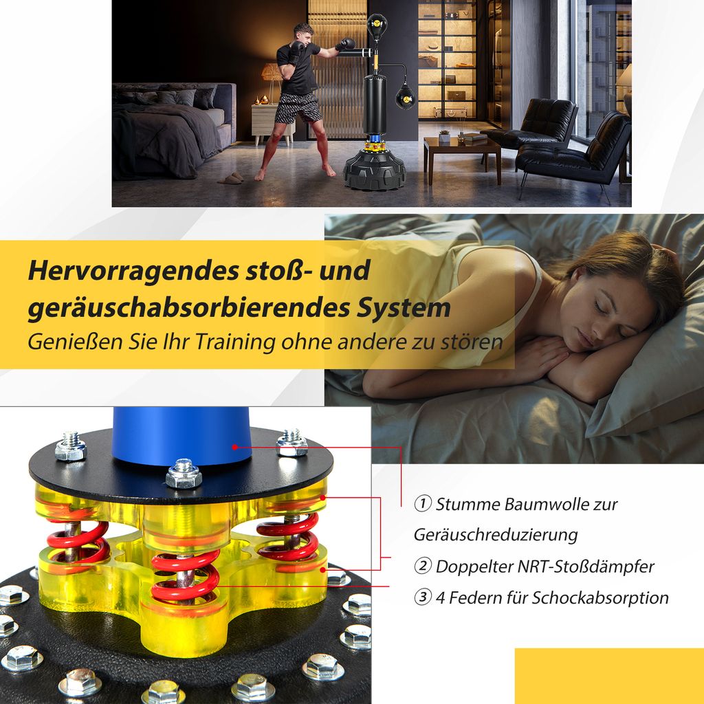 COSTWAY Punchingball stehend, 360° Reflexstange, Produktbild 3