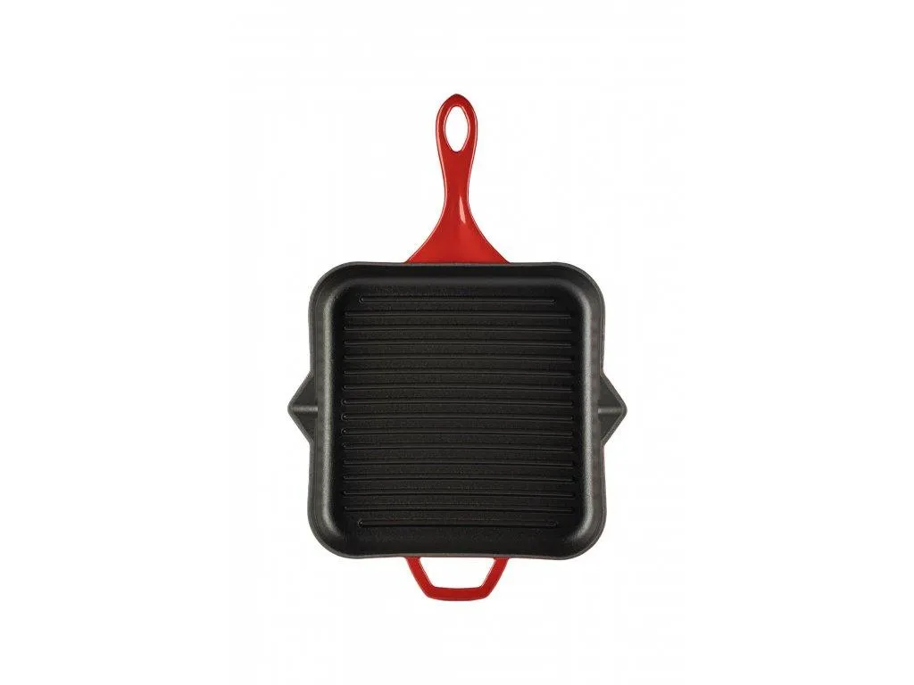 Hósse Padella Grill Quadrata 28x28 cm Rossa - Ghisa Smaltata Professionale
