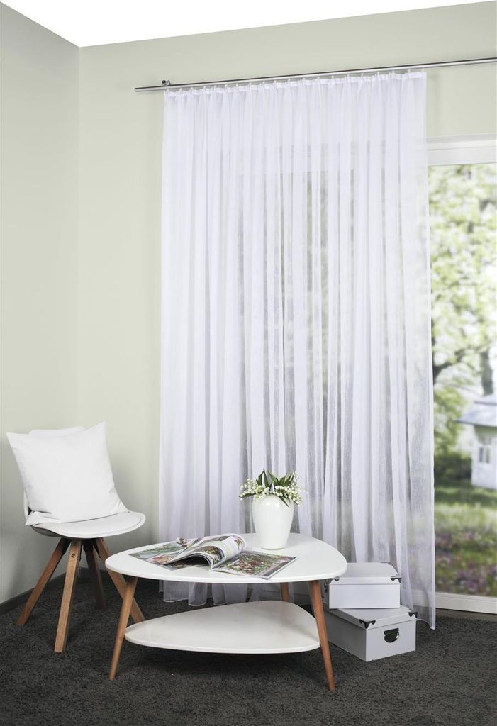 Home Wohnideen Fertigstore Uni Flammgarn "Flamio" 145 x 450 cm Weiss